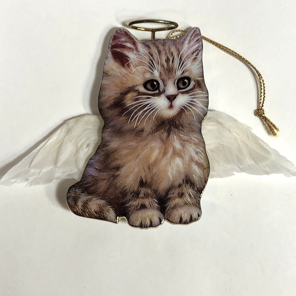 3 Purrfect Little Angels Kitten Ornaments Misty Fluffy Cat Bradford Editions - Picture 5 of 9